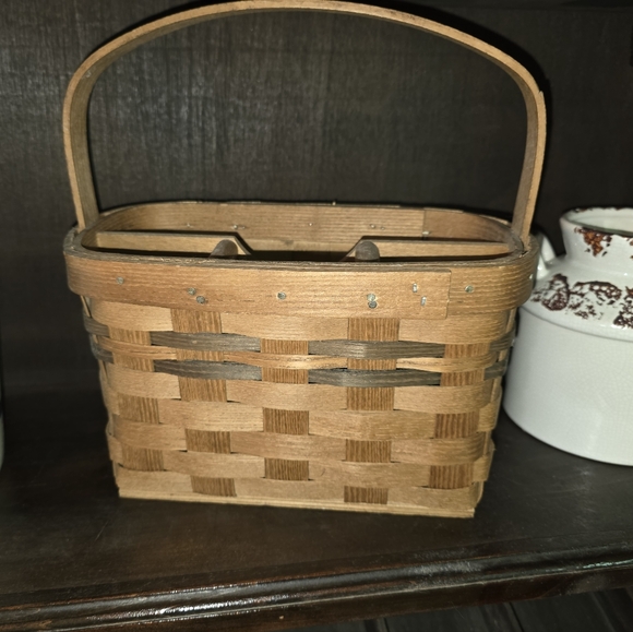 Basketville Utensil Napkin Caddy Holder Woven Oak Putney Vermont - Picture 1 of 6